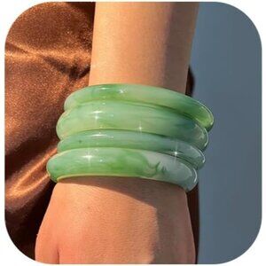 Vibrant Boho Green Stackable Bracelets for Slender Wrists - Fashion Essentials